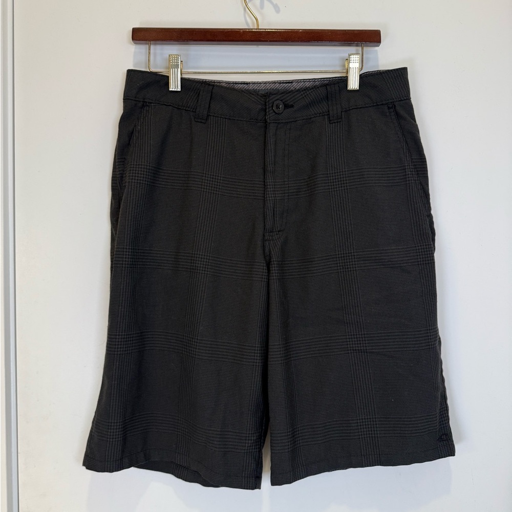 O'Neill Men's Charcoal Plaid Flat Front Shorts Sz 32 Surf Skate casual Chino